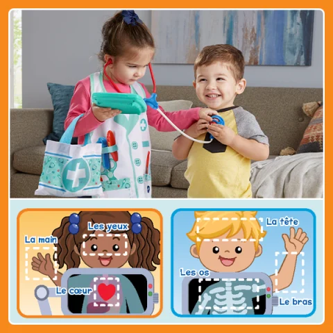 Kit Médecin Enfant 2-5 Ans - 15 Accessoires + Tablette Interactive - Jouet éducatif Imitation Avec Stéthoscope, Seringue... - 11