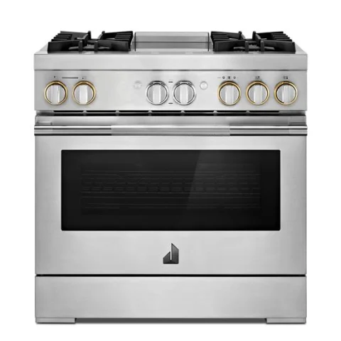 36&quot; RISE™ Dual-Fuel Professional-Style Range with Chrome-Infused Griddle and Steam Assist