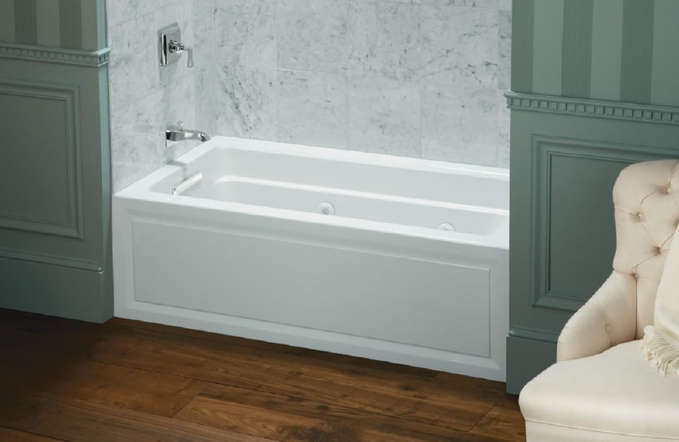 RiverBath Quadrangle 3.83 ft. Whirlpool Tub with Heater and Center Drain in White RiverBath Quadrangle 3.83 ft. Whirlpool Tub with Heater and Center Drain in White
