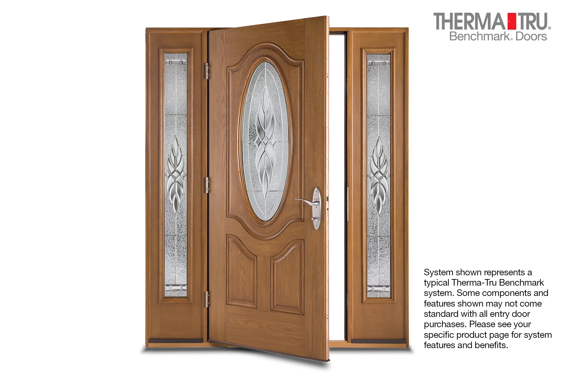 Therma-Tru Benchmark Doors Reed 36-in x 80-in Fiberglass 3/4 Lite Left-Hand Inswing Gray Ash Stained Prehung Single Front Door