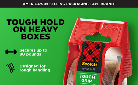 Scotch® Tough Grip Moving Packaging Tape, 1.88 in. x 54.6 yd., 1