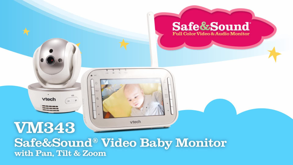 thumbnail video image 2 of VTech VM343 Expandable Video Baby Monitor with Pan & Tilt Camera and Automatic Night Vision, White, 2 of 16