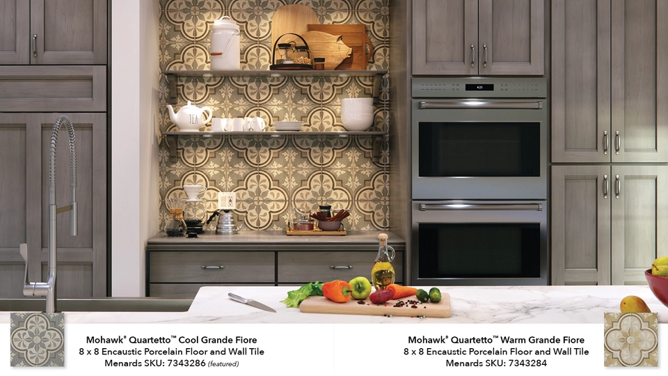Mohawk® Quartetto™ Warm Circolo 8 x 8 Glazed Colorbody Encaustic Porcelain Floor and Wall Tile Mohawk® Quartetto™ Warm Circolo 8 x 8 Glazed Colorbody Encaustic Porcelain Floor and Wall Tile