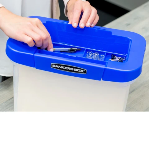 Bankers Box Locking File Portable Tote, Letter Size, Blue