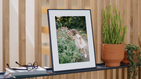thumbnail video image 2 of Carver by Aura Frames 10.1" HD Wi-Fi Digital Picture Frame with Free Unlimited Storage - Sea Salt, 2 of 9