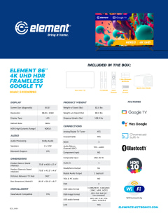 Element 65” 4K UHD HDR Google TV (Frameless)