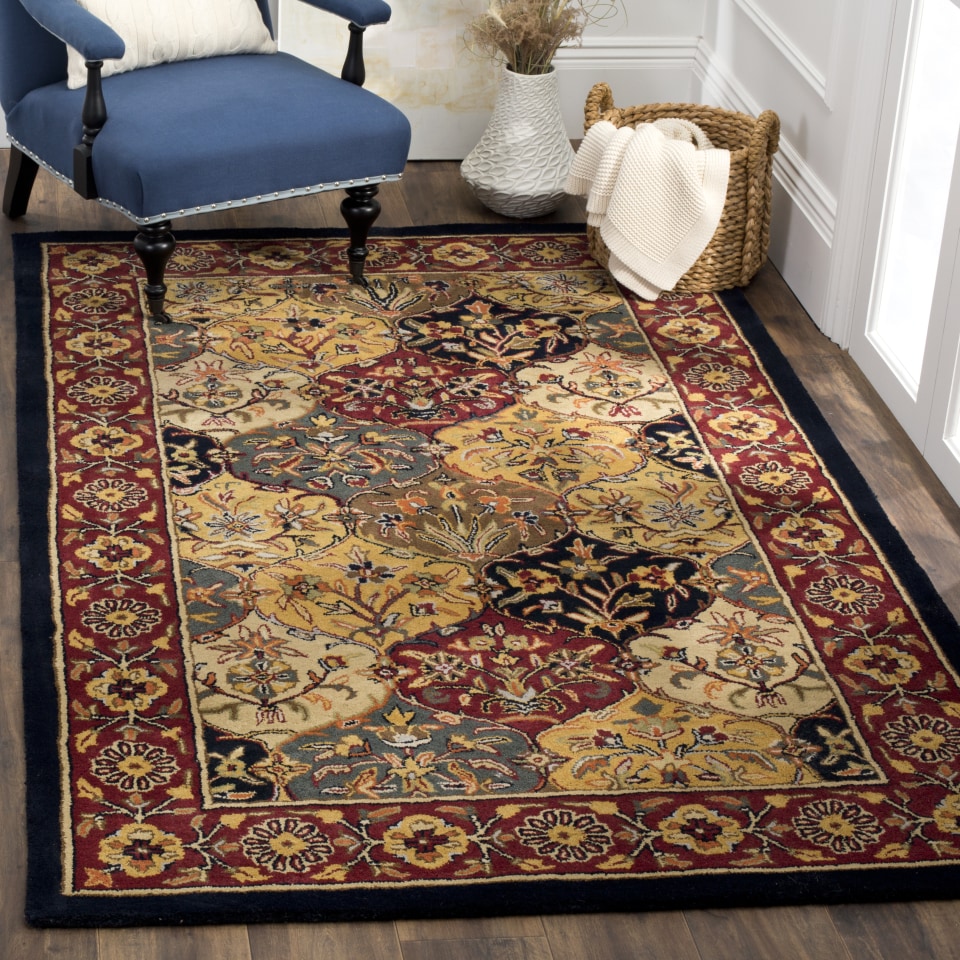 Safavieh Heritage Ajmer 3 x 5 Navy/Orange Indoor Floral/Botanical Oriental Handcrafted Throw Rug Safavieh Heritage Ajmer 3 x 5 Navy/Orange Indoor Floral/Botanical Oriental Handcrafted Throw Rug