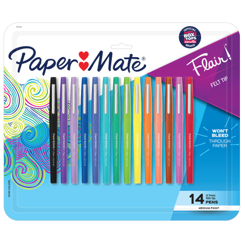 Paper Mate Flair Felt Tip Pens, Medium Point (0.7 mm), Assorted Colors, 20  Count 
