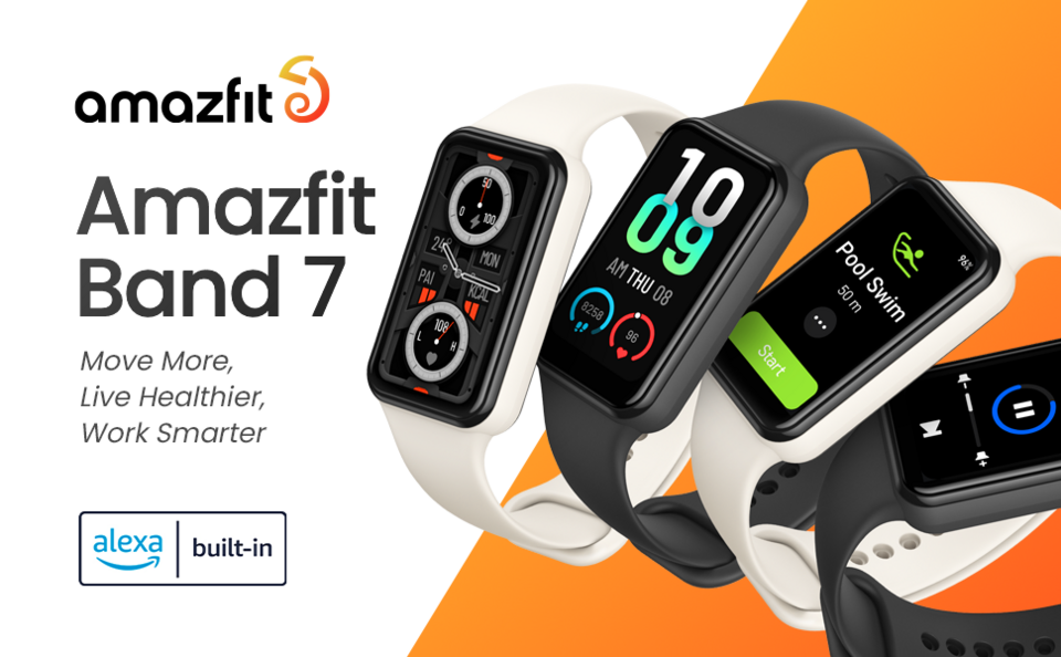Amazfit Band 7 - Rastreador de fitness y salud para mujeres y hombres,  batería de 18 días, ALEXA incorporada, pantalla AMOLED de 1.47 pulgadas