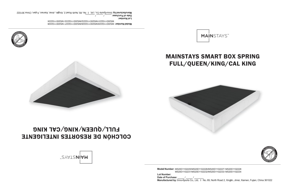 Mainstays 5" Easy Assembly Smart Box Spring, Queen