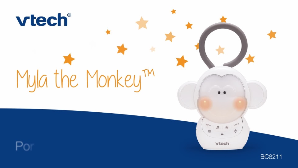 thumbnail video image 2 of VTech BC8211 Myla the Monkey Portable Sound Machine Baby Soother, 2 of 13