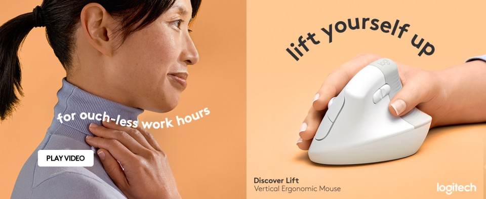 Logitech Lift Vertical Ergonomic Wireless Mouse - Off White