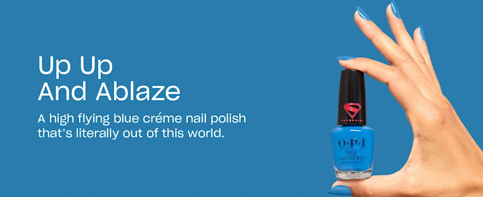 OPI Supergirl nail polish Up Up and Ablaze blue