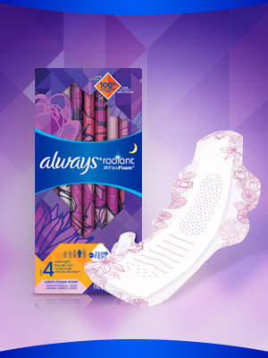 Always Radiant Size 4 Scented Overnight Pads with Wings, 11 ct - Jay C Food  Stores