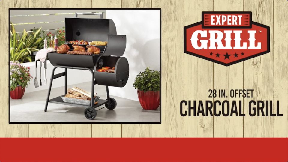 Expert Grill 28 Offset Steel Charcoal Smoker Grill with Side Firebox Black New