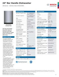 Bosch dishwasher comparison store chart