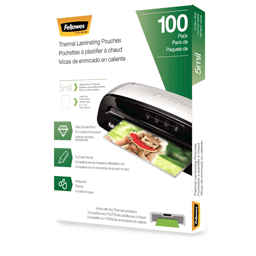 Fellowes Thermal Laminating Pouches, Letter Size, 5 Mil, 100/Pack