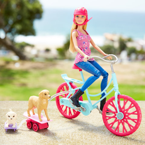 Barbie bike with hot sale dog