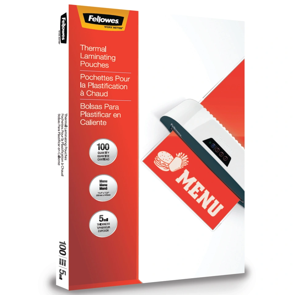 Fellowes Thermal Laminating Pouches, Menu, 5 Mil, 100/Pack