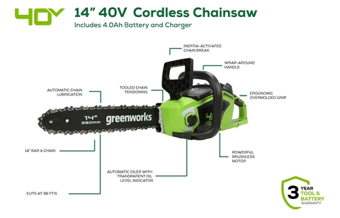 Greenworks™ 14 40-Volt Brushless Cordless Chainsaw at Menards®