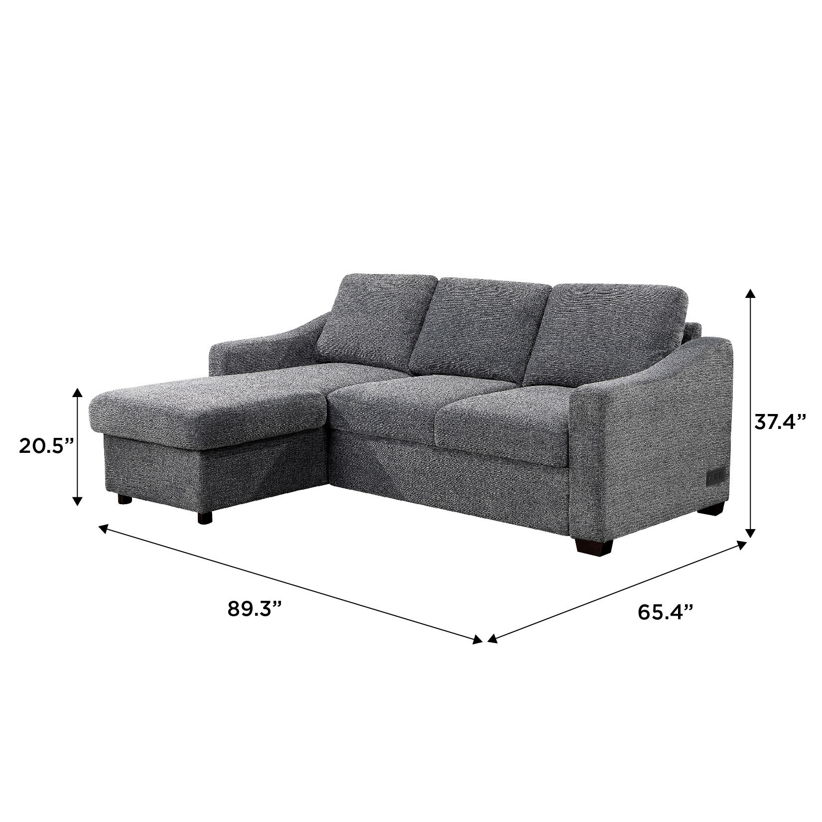 Coddle Aria Fabric Sleeper Sofa with Reversible Chaise – OBappliances