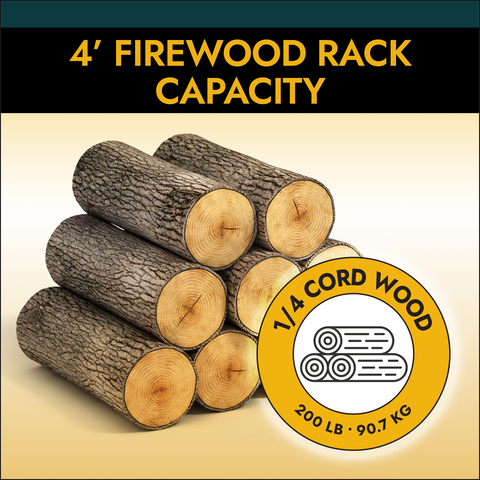 one quarter cord of wood, 200 lb. 90,7 kg capacity