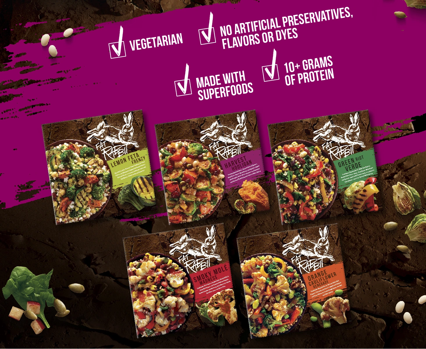 Fat Rabbit Lemon Feta Frenzy with Roasted Vegetables Frozen Meal