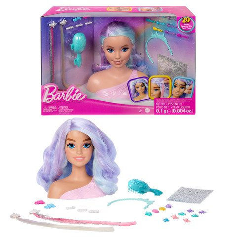 Barbie Doll Head For Hair Styling Toys, Hair Salon Toy Kit And