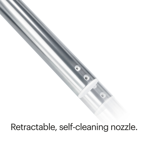 Retractable, self-cleaning nozzle. Retractable, self-cleaning nozzle.