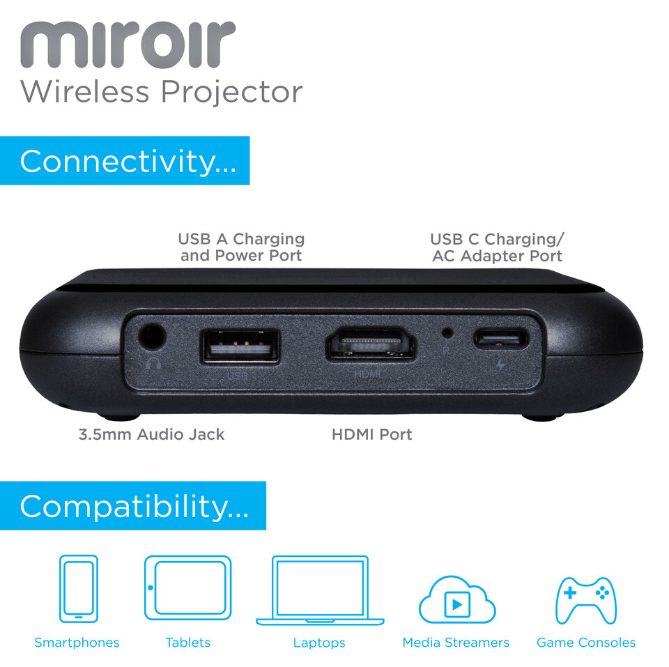 Miroir M76 Ultra-Portable Wireless Battery-Powered Projector, 640