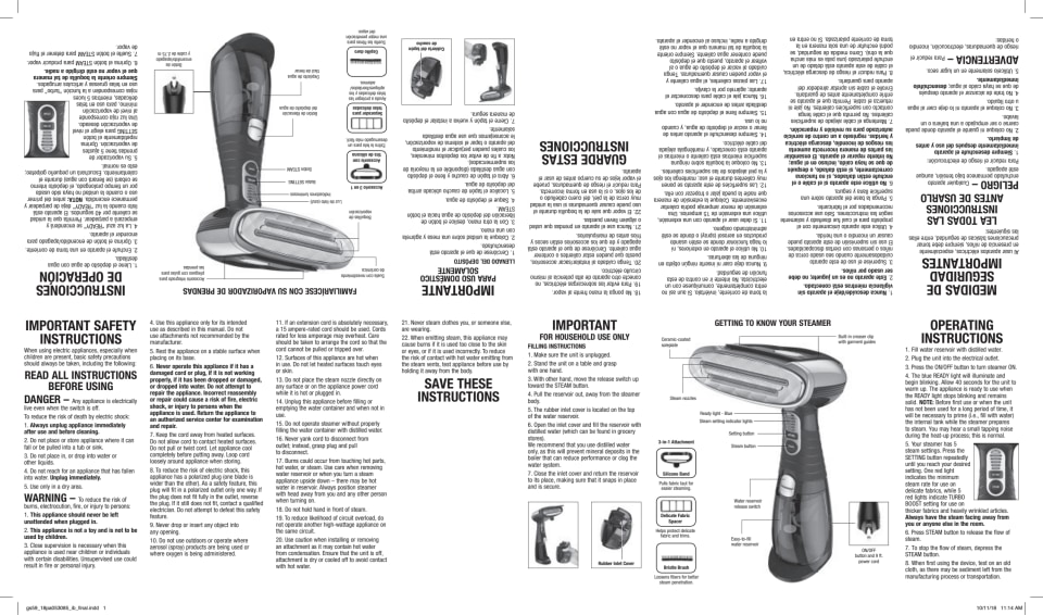 Conair HandHeld Turbo Extreme Garment Steamer Instructions at Teresa