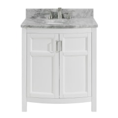 Allen Roth Floating 30 In White Undermount Single Sink Bathroom Vanity With Natural Carrara Marble Top In The Bathroom Vanities With Tops Department At Lowes Com