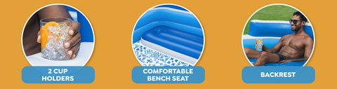 Features 2 cup holders, comfortable bench seat and backrest