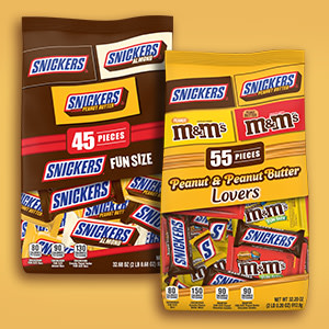 Snickers Original & Peanut Butter & Almond Variety Pack Fun Size Chocolate  Candy Bars Bag, 45 pc - Fry's Food Stores