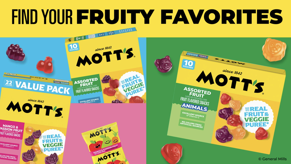 thumbnail video image 2 of Mott's Fruit Flavored Snacks, Assorted Fruit, Gluten Free Snack, Family Pack, 40 Count, 32 oz, 2 of 18