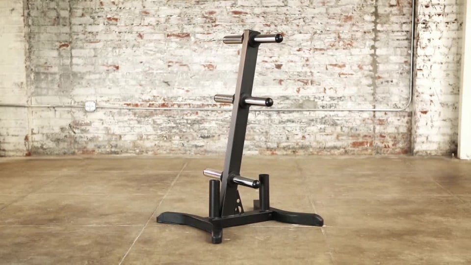 thumbnail video image 2 of Fitness Reality X-Class Olympic Weight Tree, Plate Rack, Bar Holders, Chrome Storage Posts, 1000 Lbs. Capacity, 2 of 10