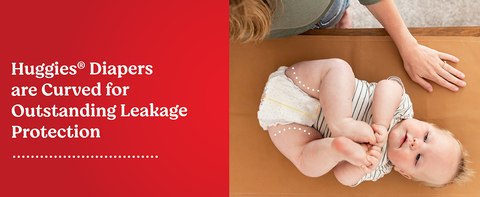 Curved design helps Huggies Little Movers Plus baby diapers offer outstanding leakage protection.