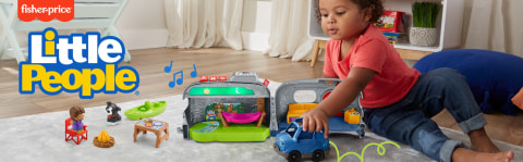 Fisher-Price Little People Light-Up Learning Camper Electronic Toy RV for  Toddlers, 8 Pieces