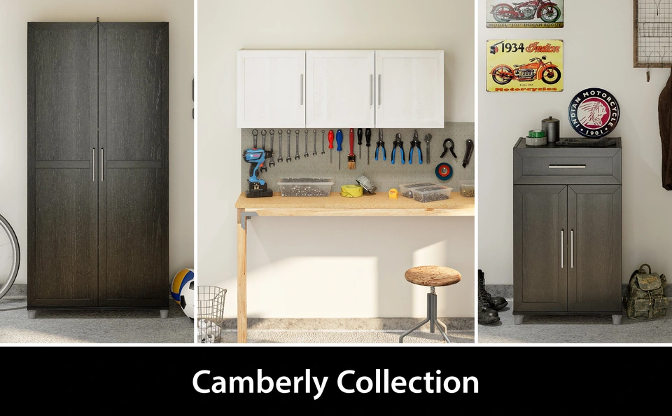 Ameriwood Home Amplus 35.67-in W x 76.65-in H Particleboard White Stipple Freestanding Utility Storage Cabinet