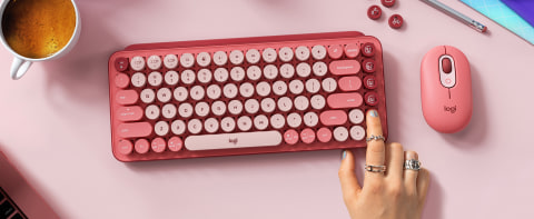Logitech POP KEYS Wireless Mechanical Keyboard with Customizable Emoji Keys  - Rose