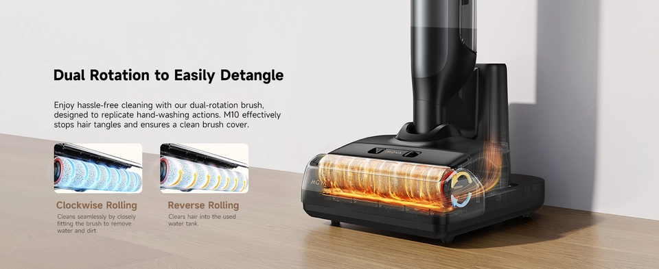 MOVA M10 Wet Dry Cordless Mop Vacuum, 18000Pa Suction, 180° Lie