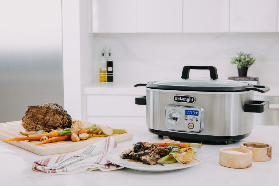  DeLonghi Livenza Multi-Cooker, Stainless Steel - 6 qt - Crock  Pot Slow Cooker - 24-Hour Programmability & Seven Modes - Includes  Non-Stick Dishwasher-Safe Pot, Steam Rack & Glass Lid: Home 