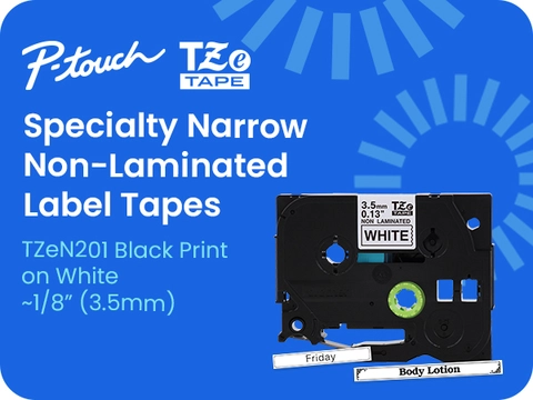 Brother P-touch Narrow Non-Laminated Label Tape, 9/64