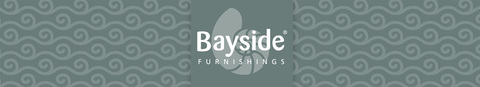 Bayside Furnishings Logo Banner in White, with Wave Pattern Background