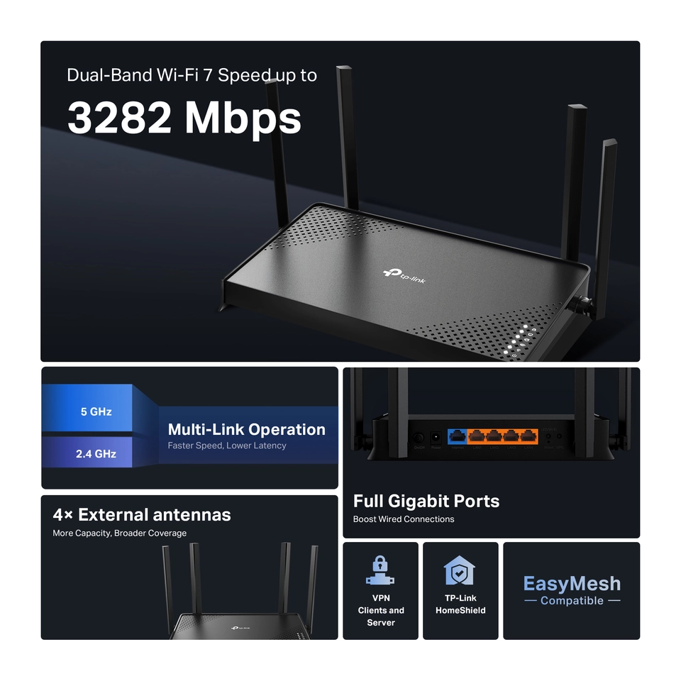 tp-link ARCHBE3200 Archer BE3200 Dual-Band Wi-Fi 7 Router