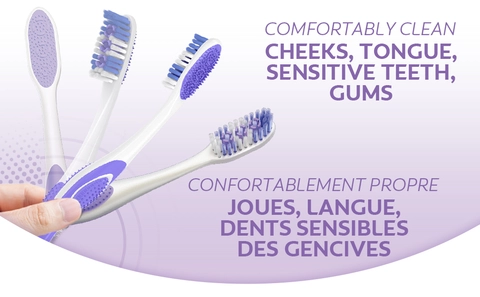 comfortably clean cheeks, tongue, sensitive teeth, gums