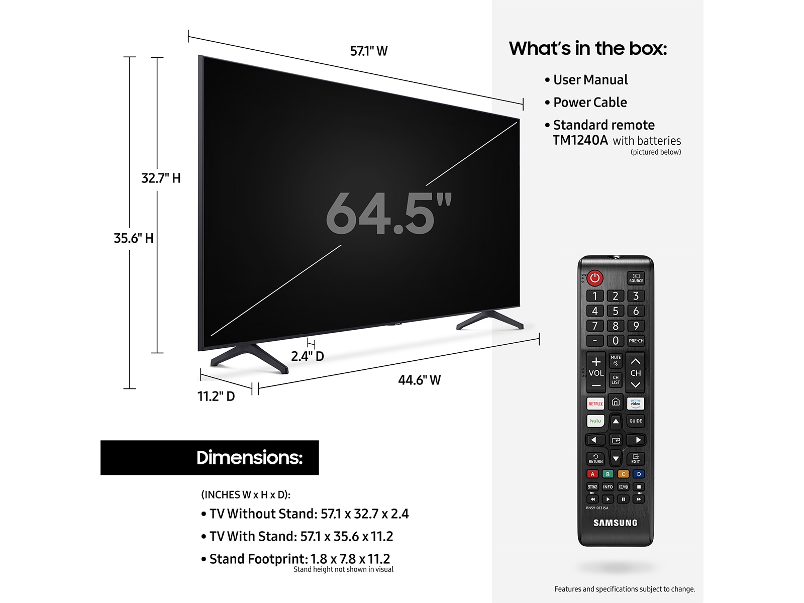 Samsung CU7000 65'' TV Dimensions: Enhanced Viewing Experience In A Compact Package