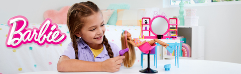 Barbie - Boneca Totally Hair com conjunto de jogo e cabeleireiro ㅤ, FASHIONISTAS