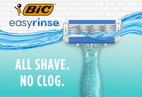 BIC EasyRinse Anti-Clogging Women's Disposable Razors with 4 Easy Rinse  Shaving Blades, 2 Count