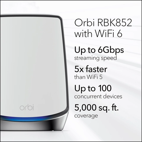 Netgear Orbi Wi-Fi 6 AX6000 Whole Home Tri-Band Mesh Wi-Fi